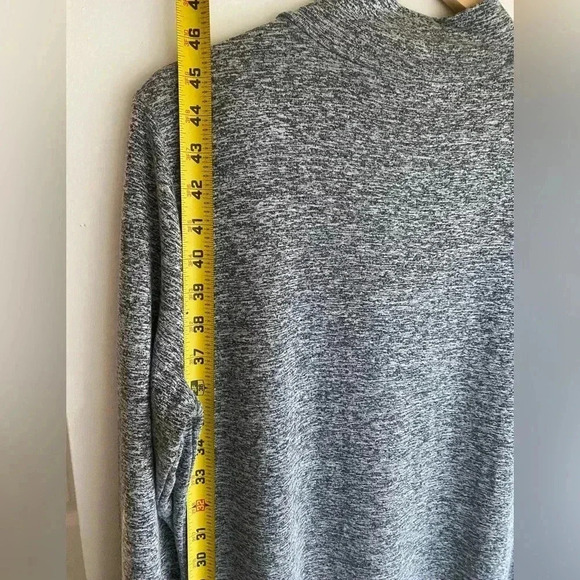 LOFT Mock Neck Sweater Dress Heather Gray Size Large Long Sleeve Stretch Midi - Picture 9 of 12